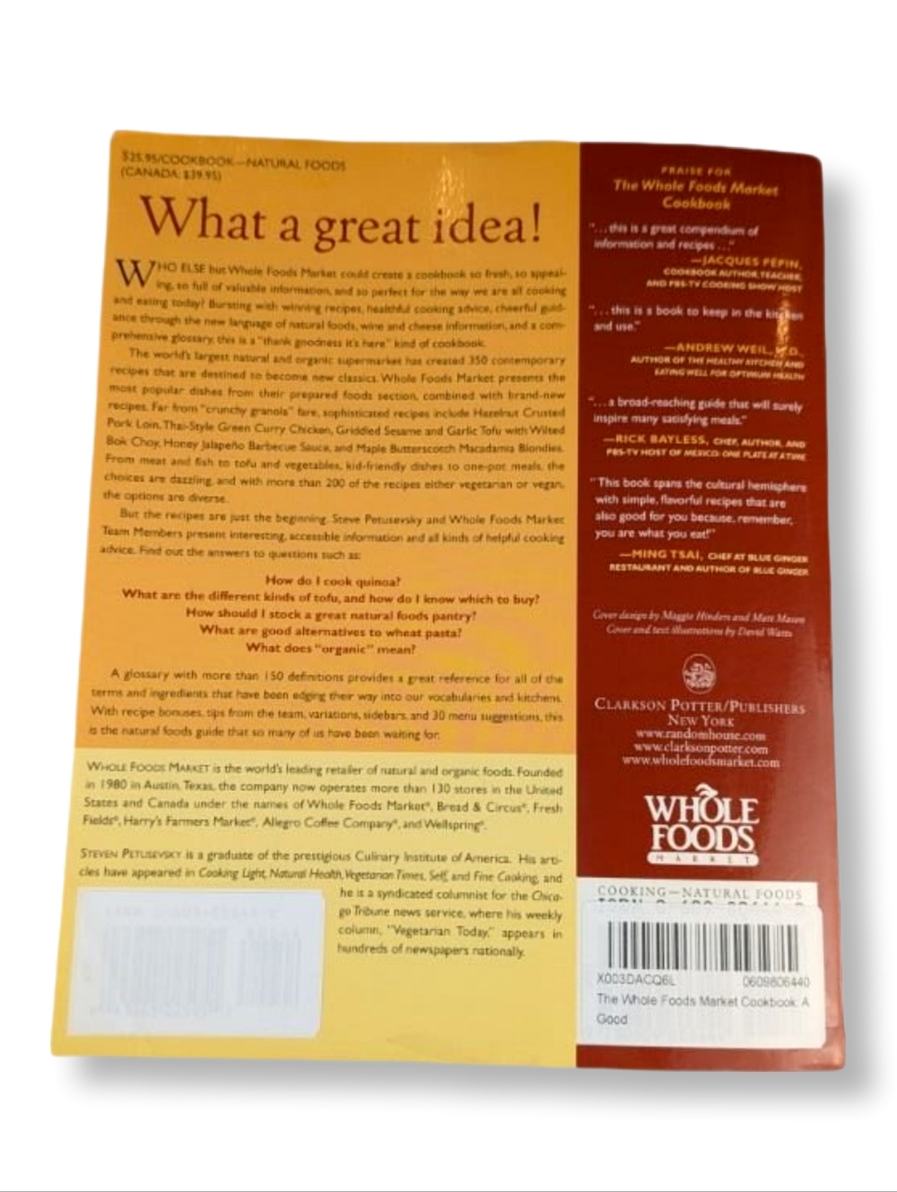The Whole Foods Market Cookbook by Steve Petusevsky Paperback - Picture 3 of 4